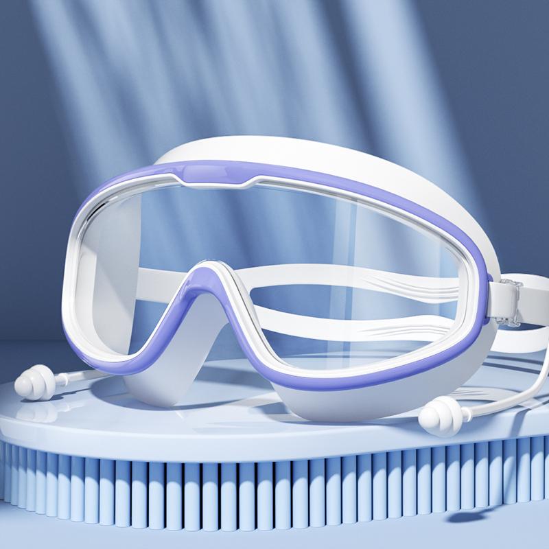 Очки для плавания с большой оправой HD-линзой и противотуманными водонепроницаемыми очками для плавания для взрослых, душа, бассейна, для мужчин и женщин