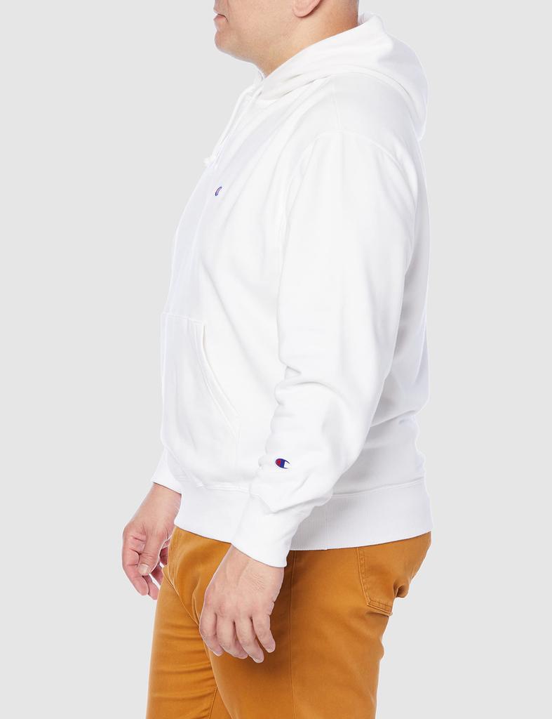 Sweatshirt Hoodie Long Sleeve One Point Logo Embroidery Hooded Sweatshirt Basic White M [Champion] (Old Model) Men's