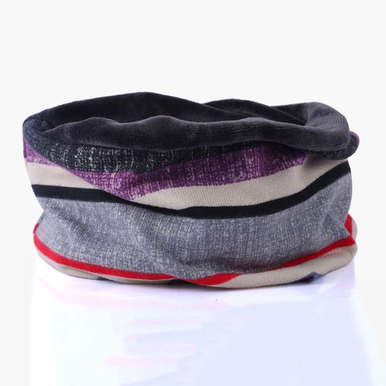 Unsiex Fall Winter Hat Striped Color Matching Elastic No Brim Regular Fit Baggy Ear Protection Anti-shrink Soft Decorative Hip Hop Women Men