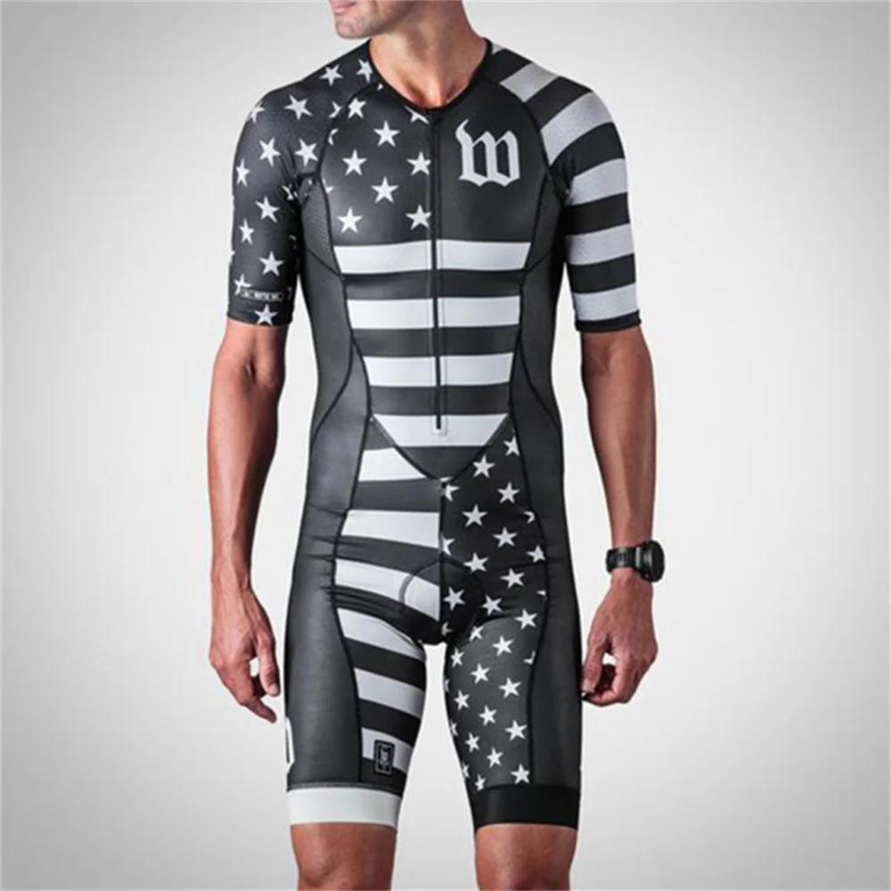 Wattie Ink Men's Triathlon Tight Cycling Jumpsuit Trousers Bicycle Jersey Bodysuit Sets Riding Racing Skinsuit MTB Roadbike Suit