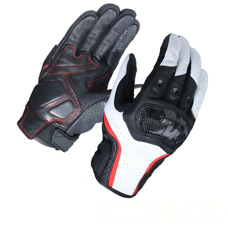 Custom Design Leather Carbon Fiber Motorcycle Gloves Touchscreen Compatible Anti-slip Breathable Outdoor Sports Universal Season