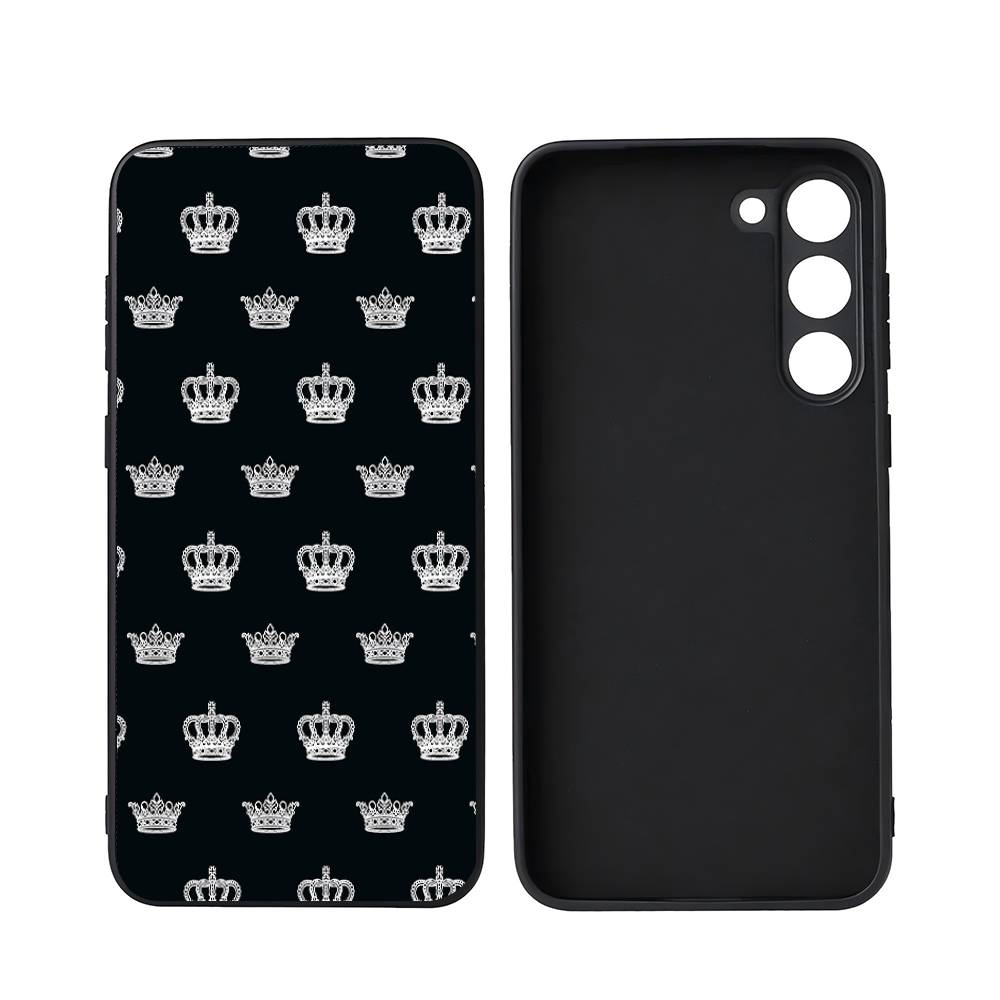 Чехол-накладка Корона для Samsung Galaxy S25 S24 S23 Ultra S22 S21 Plus S20 Черный Мягкий Силиконовый Защитный Чехол