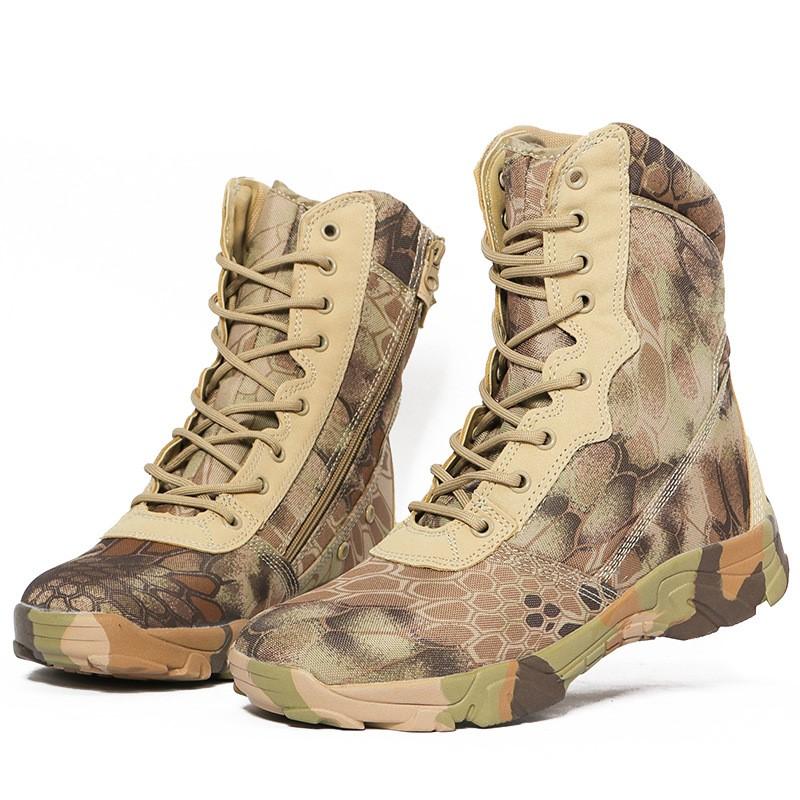 Модные уличные ботинки Водонепроницаемые противоскользящие износостойкие камуфляжные Тактические ботинки Боевые специальные пустынные походные Армейские боевые ботинки D601