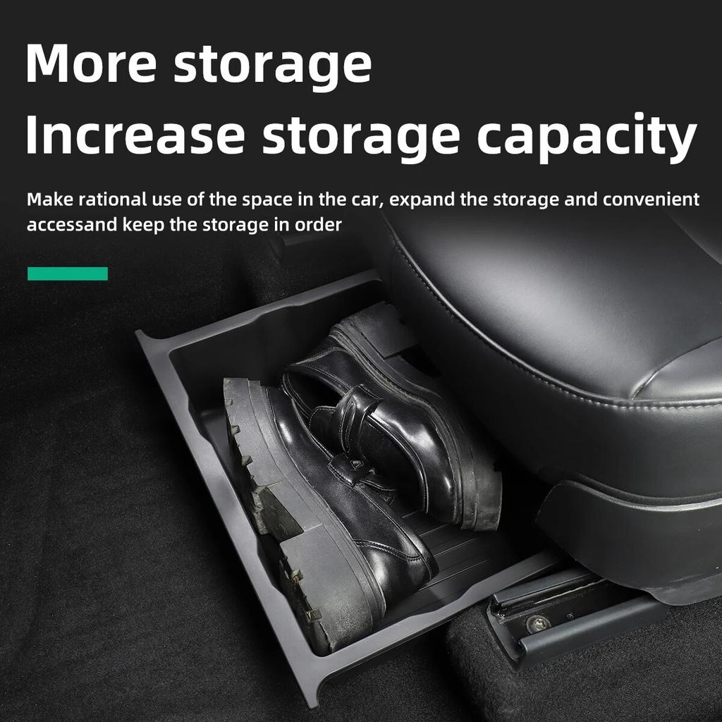 LUCKEASY For Tesla Model Y 2017-2023 Under Seat Storage Box Organizer Drawer Holder TPE Storage Lower Box Car Accessories