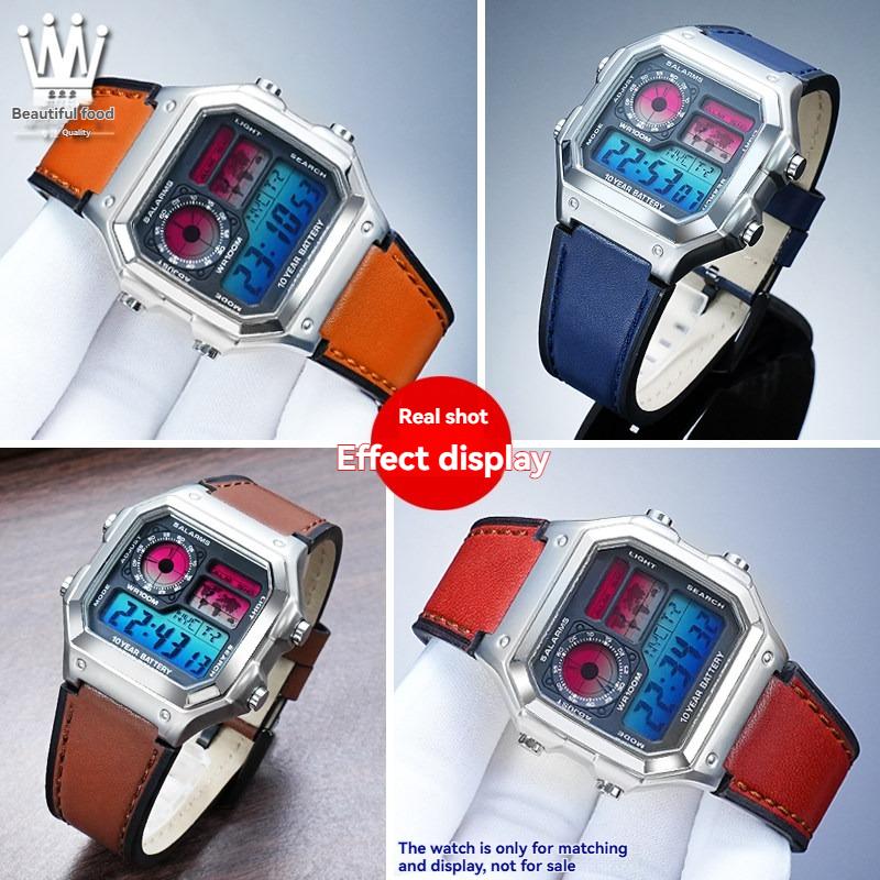 AE-1200 Retro Genuine Leather Watchband For Casio AE1200 AE-1300 W-218/A168 W-216H Vintage Strap 18mm convex mouth Men's Bracele