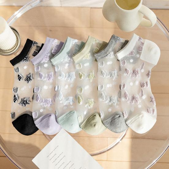 1 Pair Invisible Socks All Match Elastic Breathable Short Weaving Sole Cool Polyester Transparent Design Women Socks Shoes Accessories