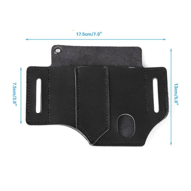 Pu Leather Multitool Edc Pocket Key Holder Belt Flashlight Outdoor Tools Bag