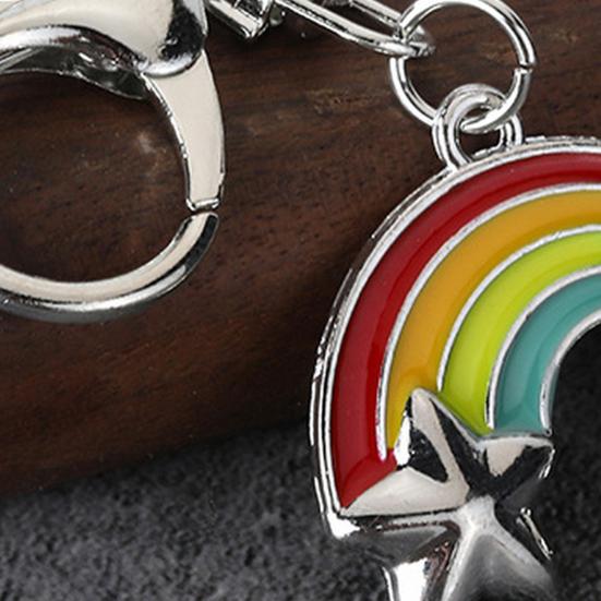 Rainbow Keychain Pendant Lightweight Metal Keychain Cloud Star Key Chains Creative