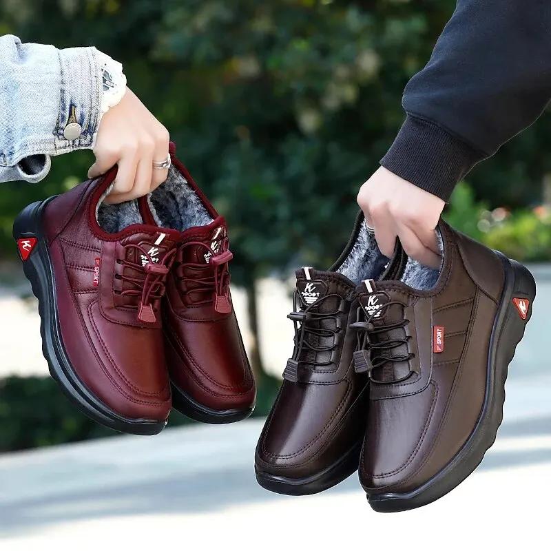 Зимняя новая мужская обувь 2024 года из плюша и толстого утеплителя, нескользящая, водонепроницаемая, легкая и удобная из хлопка
