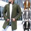 Men Cardigan Coat Knitted High Collar Long Sleeves Warm Pockets Sweater Coat Mid Length
