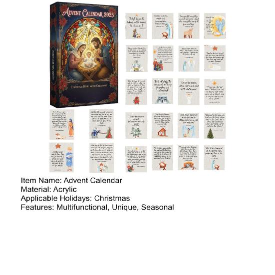 Bible Verse Advent Calendar 2025 24-Day Christmas Countdown Box with Scripture Cards Religious Christian Gift