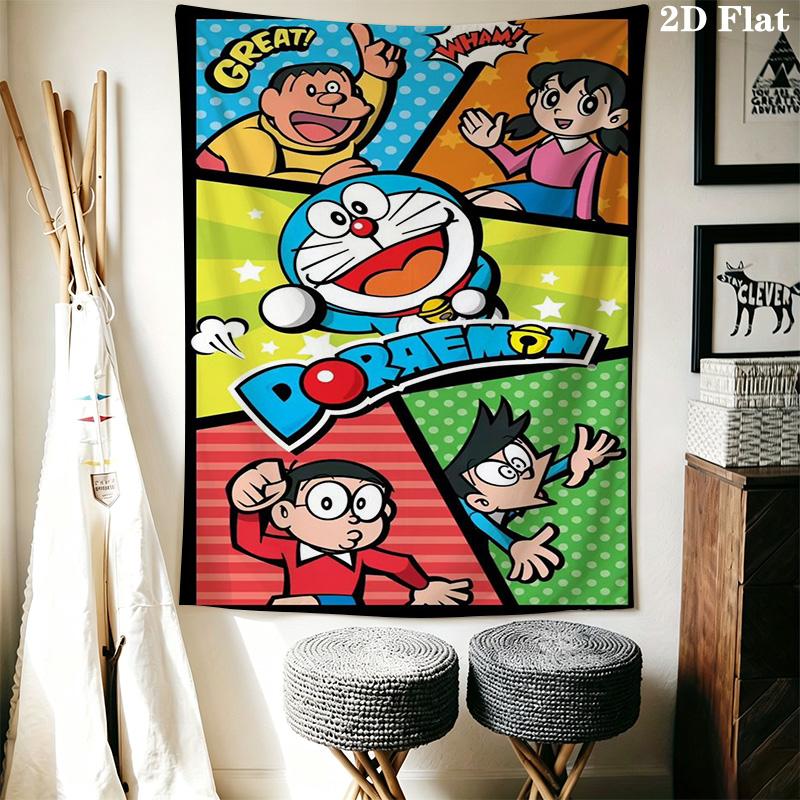 Doraemon'S Blue Adventure Tapestry Fashion Print Background Cloth Atmospheric Background Cloth Christmas Gift Homestay Soft Decoration Tapestry