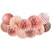 Rose Gold Paper Décor Set: Flower Stamped Lanterns & Honeycomb Balls for Parties