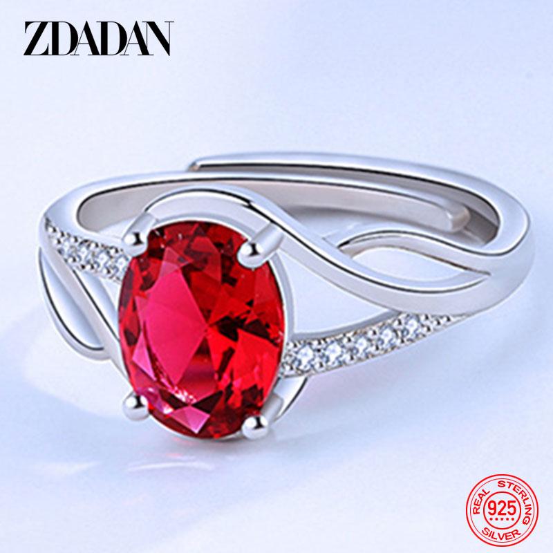 925 Sterling Silver Ruby Ring for Women Wedding Fashion Jewelry