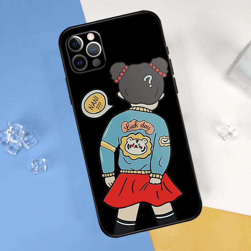 Мультяшная пара Любовь Мальчик Девочка Чехол для телефона Для iPhone 16 Pro 15 Pro 11 13 14 Pro Max 12 Mini XR 16 15 Plus 16e Защитная крышка