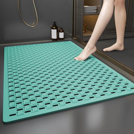 Bathroom Mat with Suction Cup Multiple Drainage Holes 40x70cm Comfortable Non-slip Shower Floor Pad Daily Use