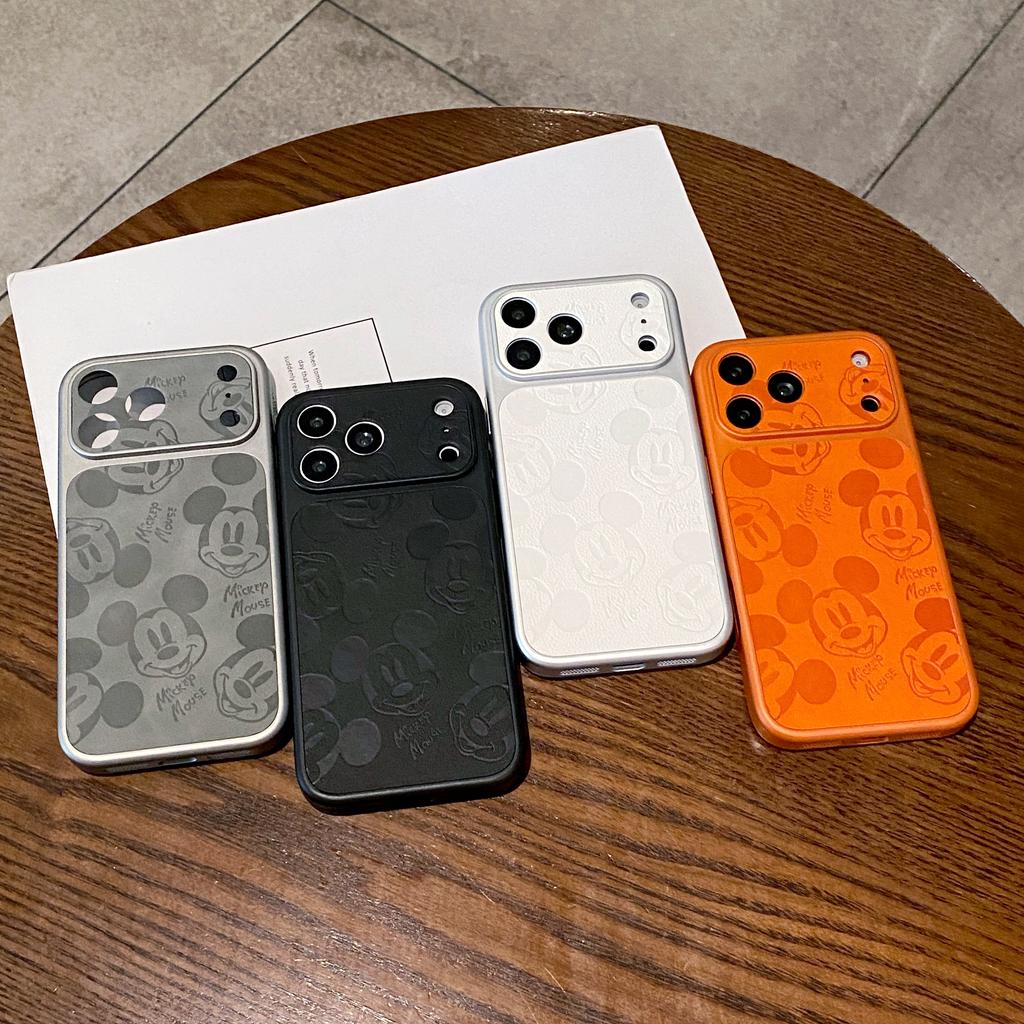 Cartoon Mickey Leather Phone Case For 17 16 15 14 13 Pro Max 17promax Luxury Shockproof Cover