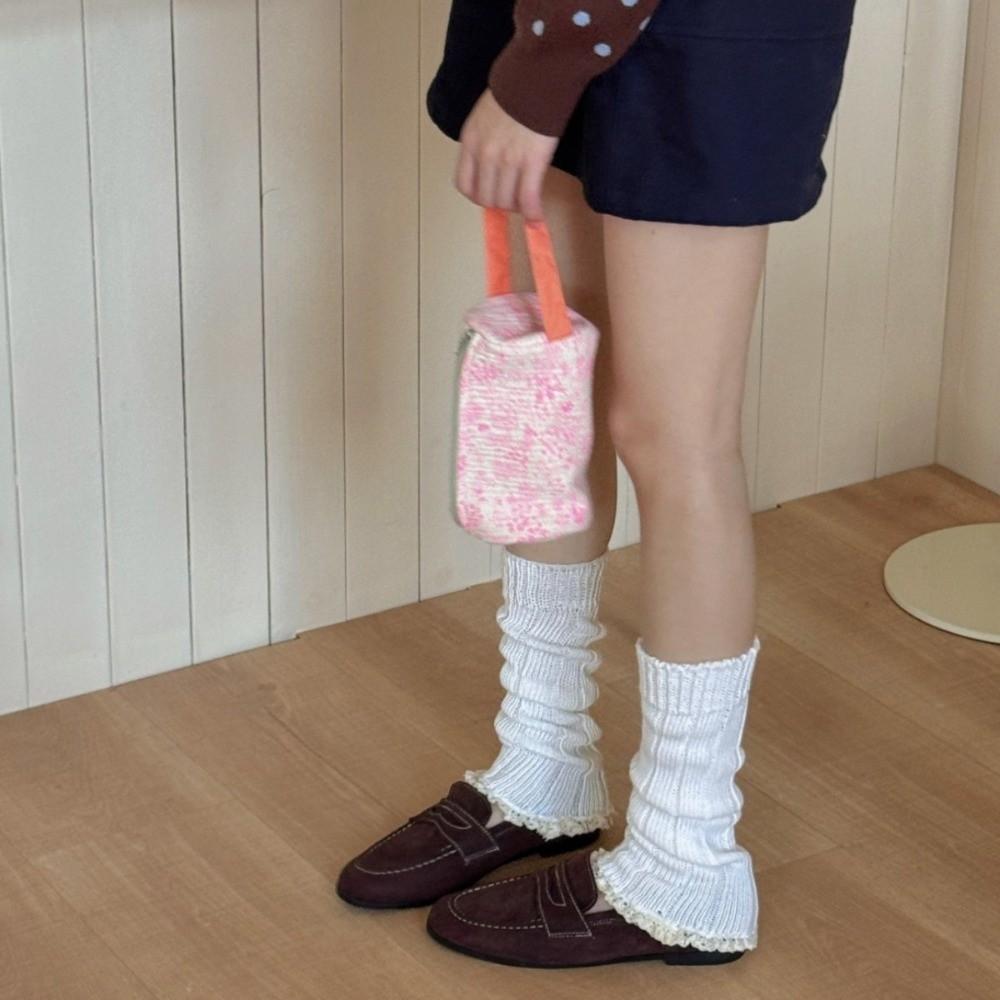 Y2K Knitting Leg Warmers Solid Color Long Stockings Sweet Boot Socks Autumn and Winter