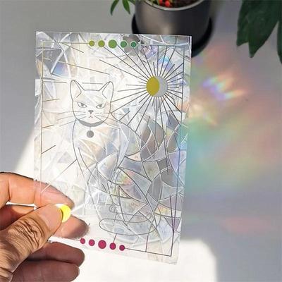 1 шт. 3D наклейки на окна с эффектом радуги, кошка, звезда, солнце, цветок, декор, самодельные стеклянные настенные наклейки для украшения дома, производитель призм