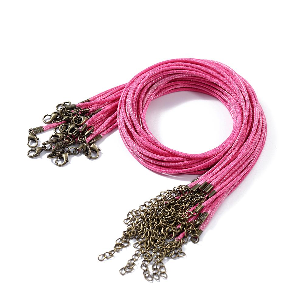 10Pcs 1.5/2mm Leather Adjustable Braided Rope Bronze Lobster Clasp Tail Chain Connector for DIY Necklace Pendant Jewelry Making