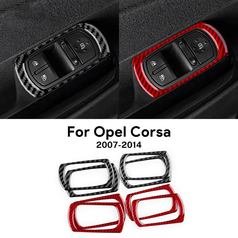 4 шт. Наклейка на рамку кнопки стеклоподъемника из углеродного волокна для Opel Corsa 2007 2008 2009 2010 2011 2012 2013 2014 LHD RHD.