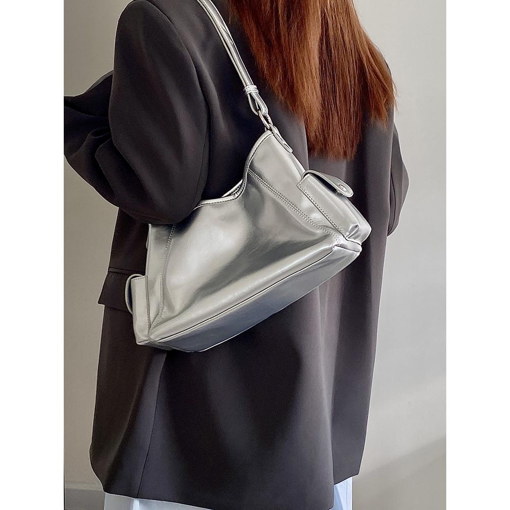 Ielgy Female Bag Large-Capacity Underarm Bag Fashion Silver Commuter Cross-Body One-Shoulder
