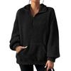 Sweatshirt For Women Half Zip  Pocket Drop Shoulder Teddy Sweatshirt Stand Collar Sweatshirts For Women