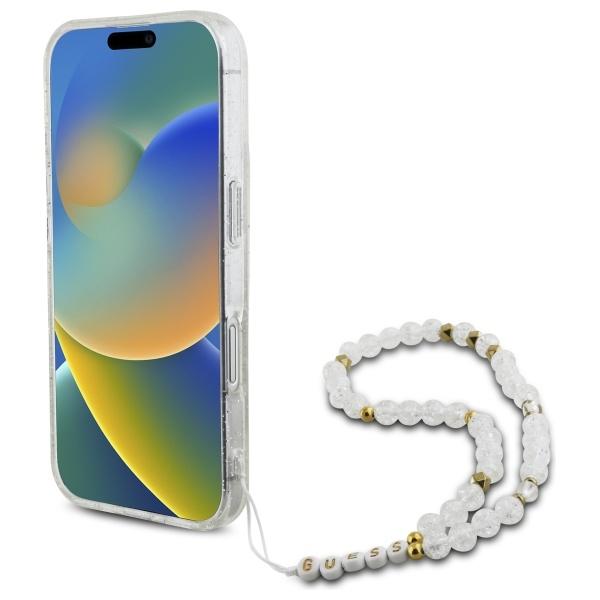 Guess Guhmp16Mhgcrelst Iphone 16 Plus6.7 Przeźroczysty/Transparent Hardcase Iml Glitter With Pearl Strap Magsafe