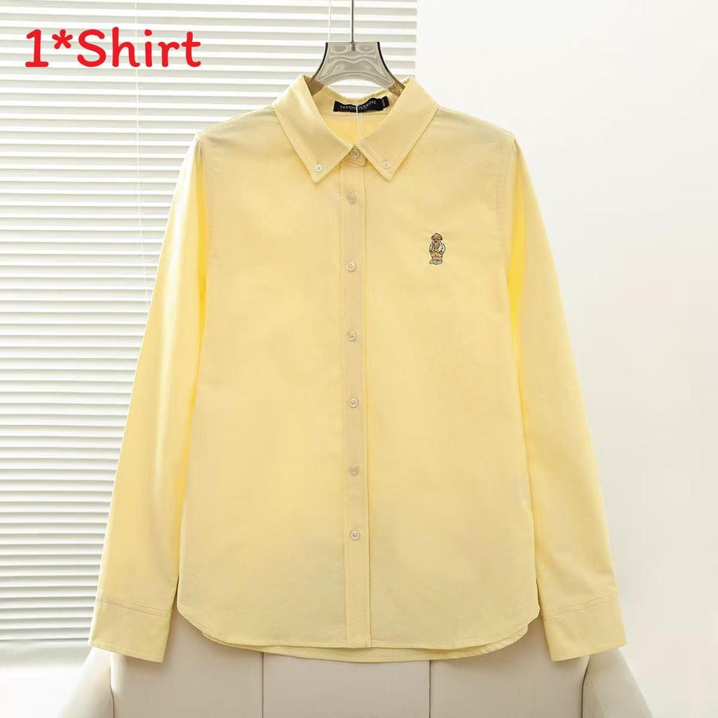 College Style Cotton Long Sleeve Shirt With Embroidery For Spring Casual Women