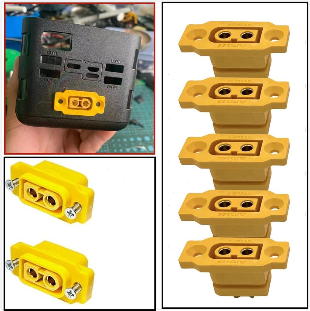 4 Pcs XT60E-F High Current Connectors with Rubber Cap and Waterproof Screws – XT60 Socket for RC FPV Lipo Batteries Drone, Cars