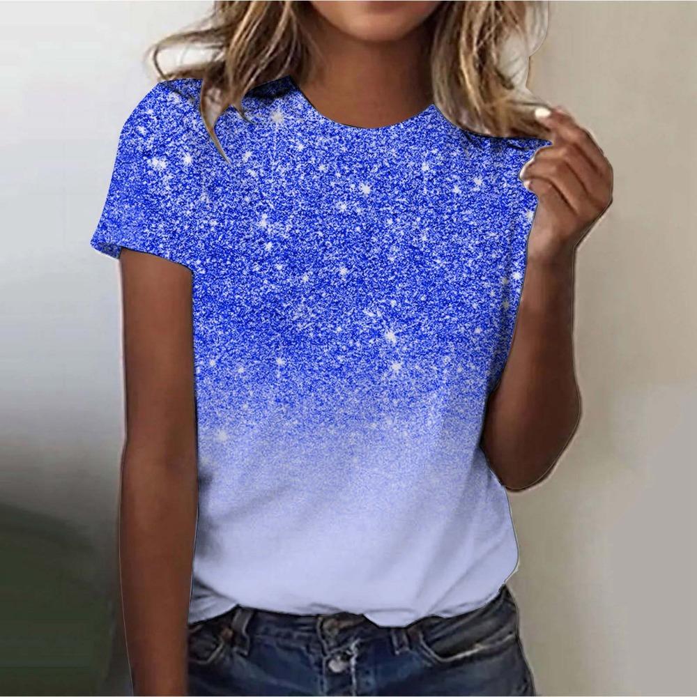 Новая женская уличная модная футболка Dreamy Star 3D Printed Short Sleeve Универсальный повседневный свободный топ с круглым вырезом Женская одежда