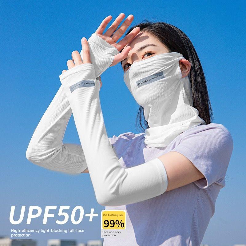 Summer Ice Silk Sun Protection Mask for Men and Women, Anti-Uv Face Mask, Face Veil, Neck Protector, Scarf, Face Towel