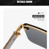 UV 400 Men Sunglasses Marble Pattern Driving Eyewear Personality Rimless Sunglasses  Female