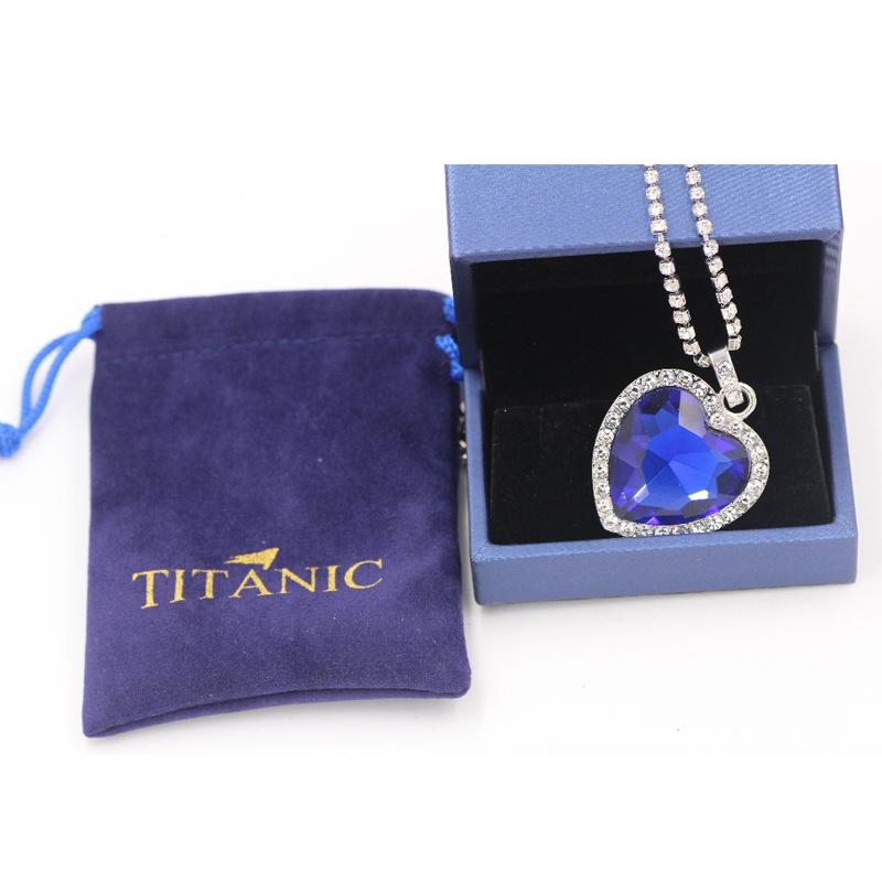 New European and American Ocean Heart Titanic Blue Pendant Necklace Fashionable Shining Zircon Eternal Love Red Sweater Cha