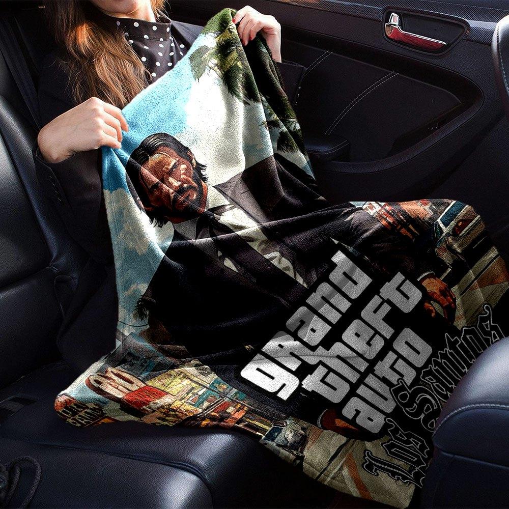 1 шт. Мягкое фланелевое одеяло Grand Theft Auto с дизайнерским принтом. Уютное одеяло для всех сезонов, идеально подходит для дивана, кровати, офиса