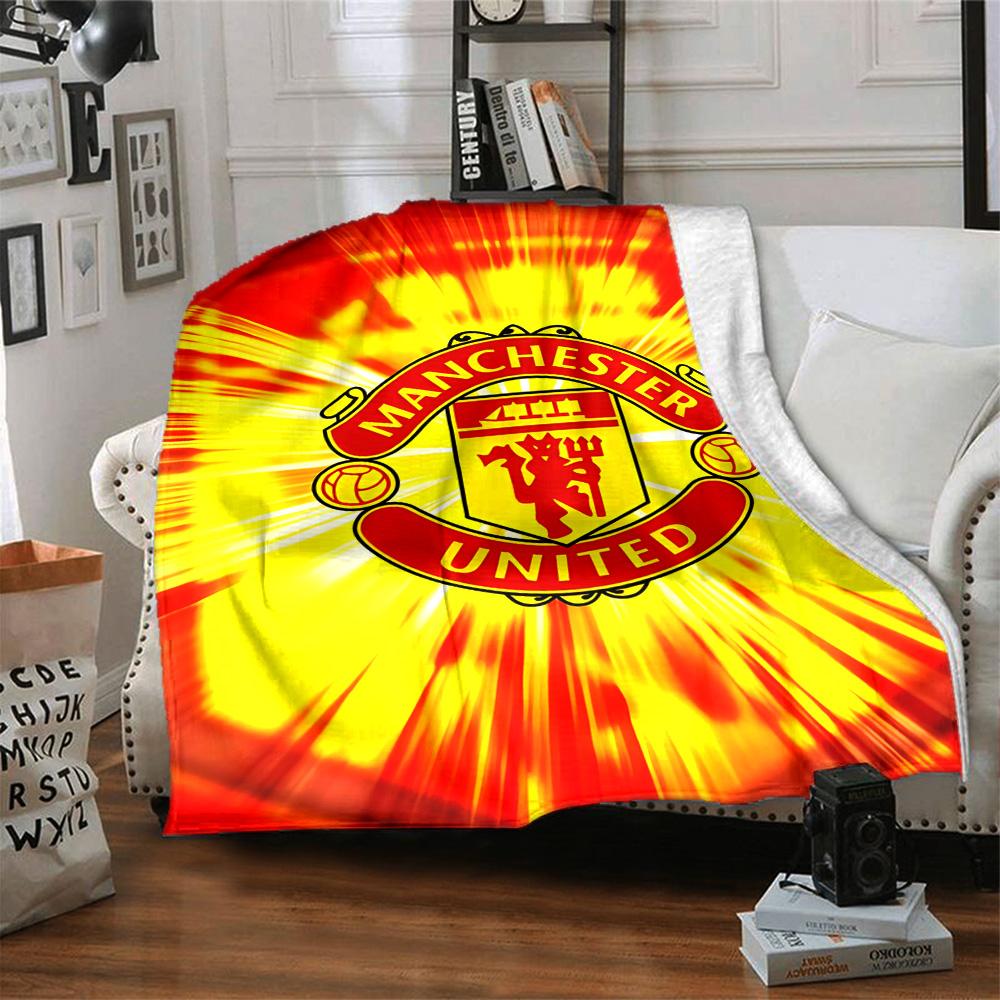 1pc M-Manchester1 Blanket, Gift, for Men and Women, Soft Blanket, Good for Sofa Bed Couch Travel, Lightweight Flannel Blanket