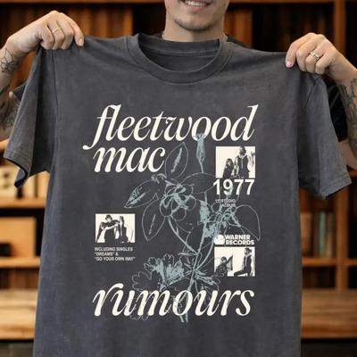 Футболка Fleetwood Mac Rumours 1977, Потертая футболка группы, Классическая рок-музыка Футболка