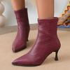 Осень Зима Мягкая Кожа Высокие Каблуки Острый Носок Тонкие Каблуки Ботинки Задняя Молния Женские Ботильоны Обувь