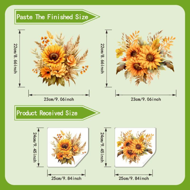 Sunflower Bouquet Wall Sticker Peel Stick Waterproof Floral Decor for Home Bathroom Toilet Living Room Walls