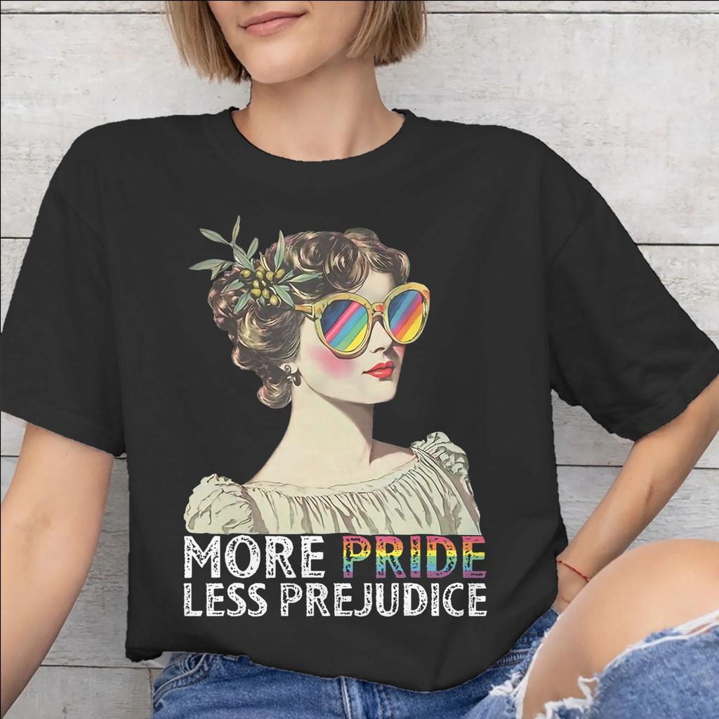 More Pride Less Prejudice Tee Shirt for Unisex Unisex Fashion T Shirts 100 Cotton Clothes