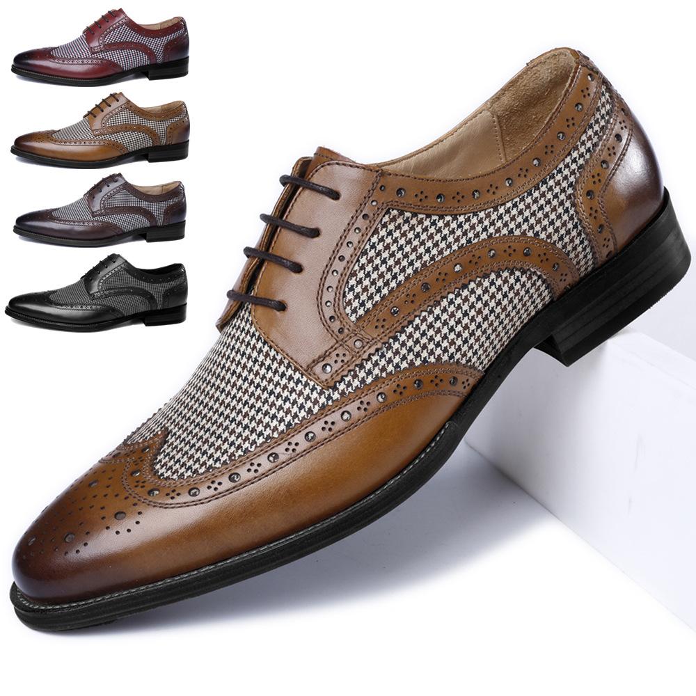 Handmade Mens Oxford Shoes Carving Breathable Leather Brogue Men's Dress Shoes Classic Business Formal Shoes For Men