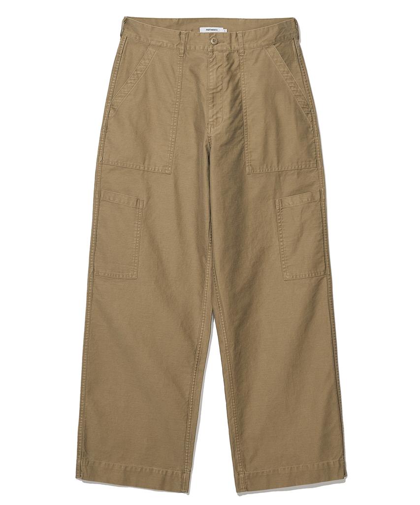 PARTIMENTO Back Satin Fatigue Pants Beige
