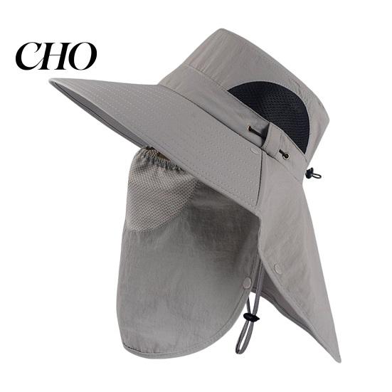 Breathable Summer Hat Fishing Bucket with Detachable Neck Guard Adjustable Windproof Mesh Wind Resistant Sun Wide Brim UV Protection for Outdoor
