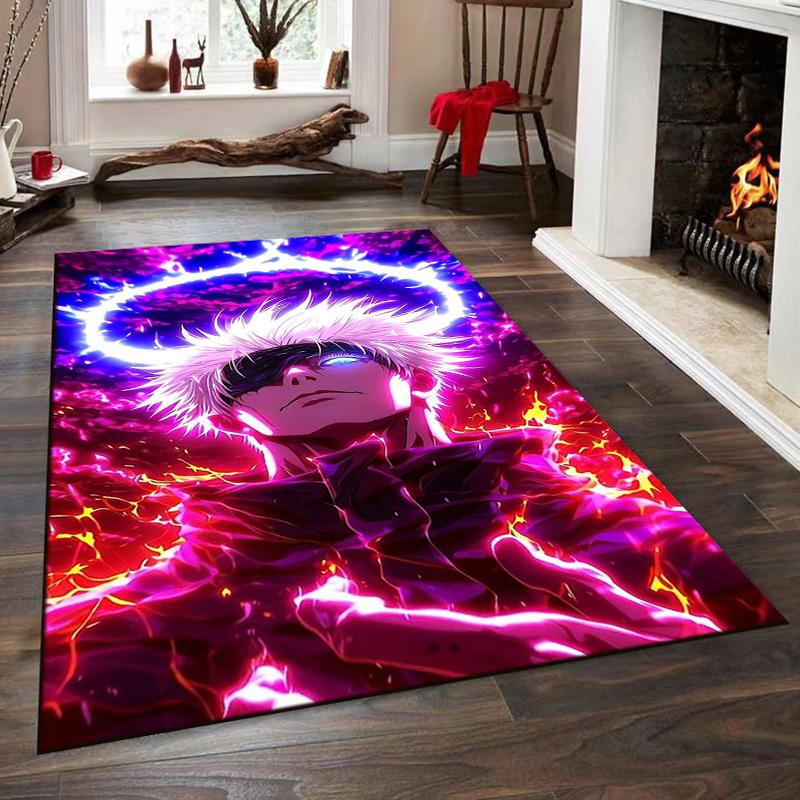 Blindfolded character with glowing aura Non-slip rug suitable for living room and bedroom sofas