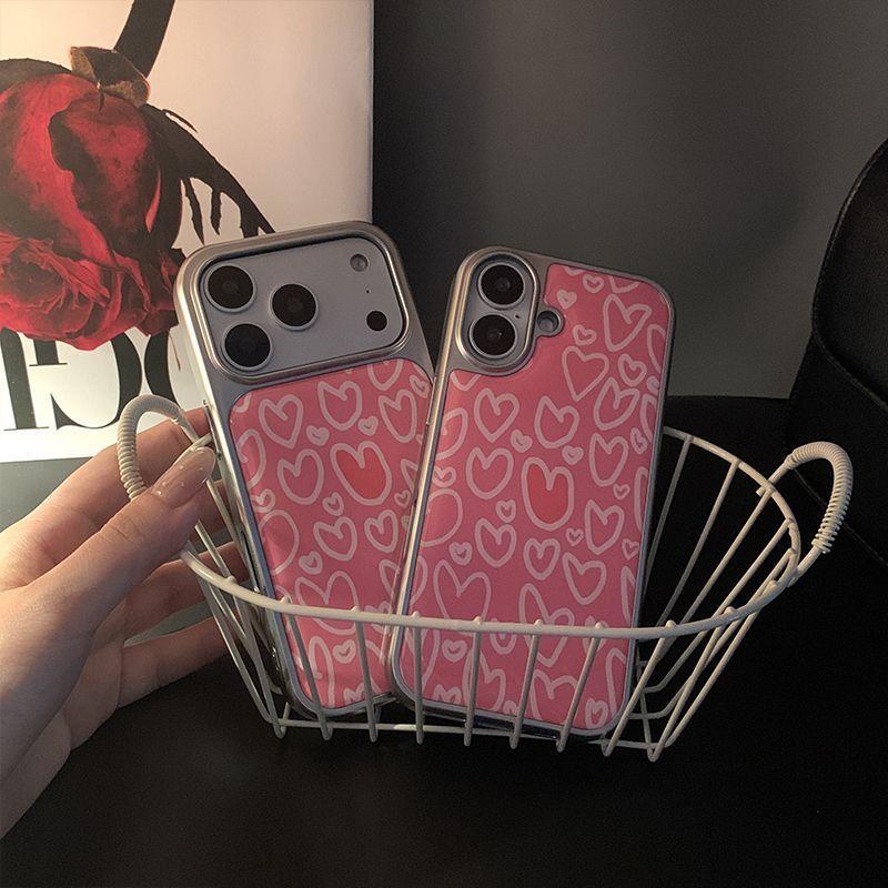 Ins корейский foundation love подходит для чехла для мобильного телефона Apple 16/17Pro IP15 Эпоксидный с конденсатом воды 14/13 чехол с большим отверстием