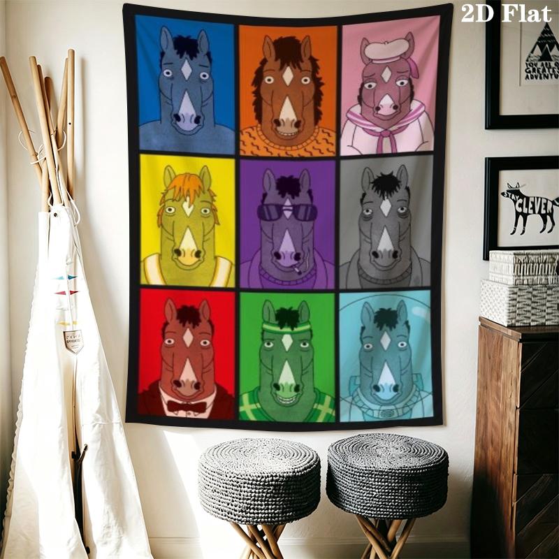 BoJack Horseman Wall Tapestry Aesthetic Wall Hanging Printed Fabric Blanket Decorative Tapestries for Bedroom Living Room Home Decor