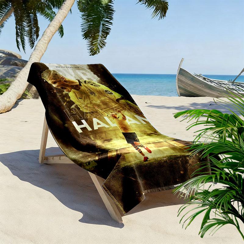 Haaland Power Print Beach Towel, Large Soft Quick Dry Towel for Beach Camping Swimming