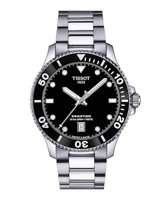 Часы Sea Star 1000 40 ММ [Авторизованный импорт] Браслет T1204101105100 Мужские Черный циферблат