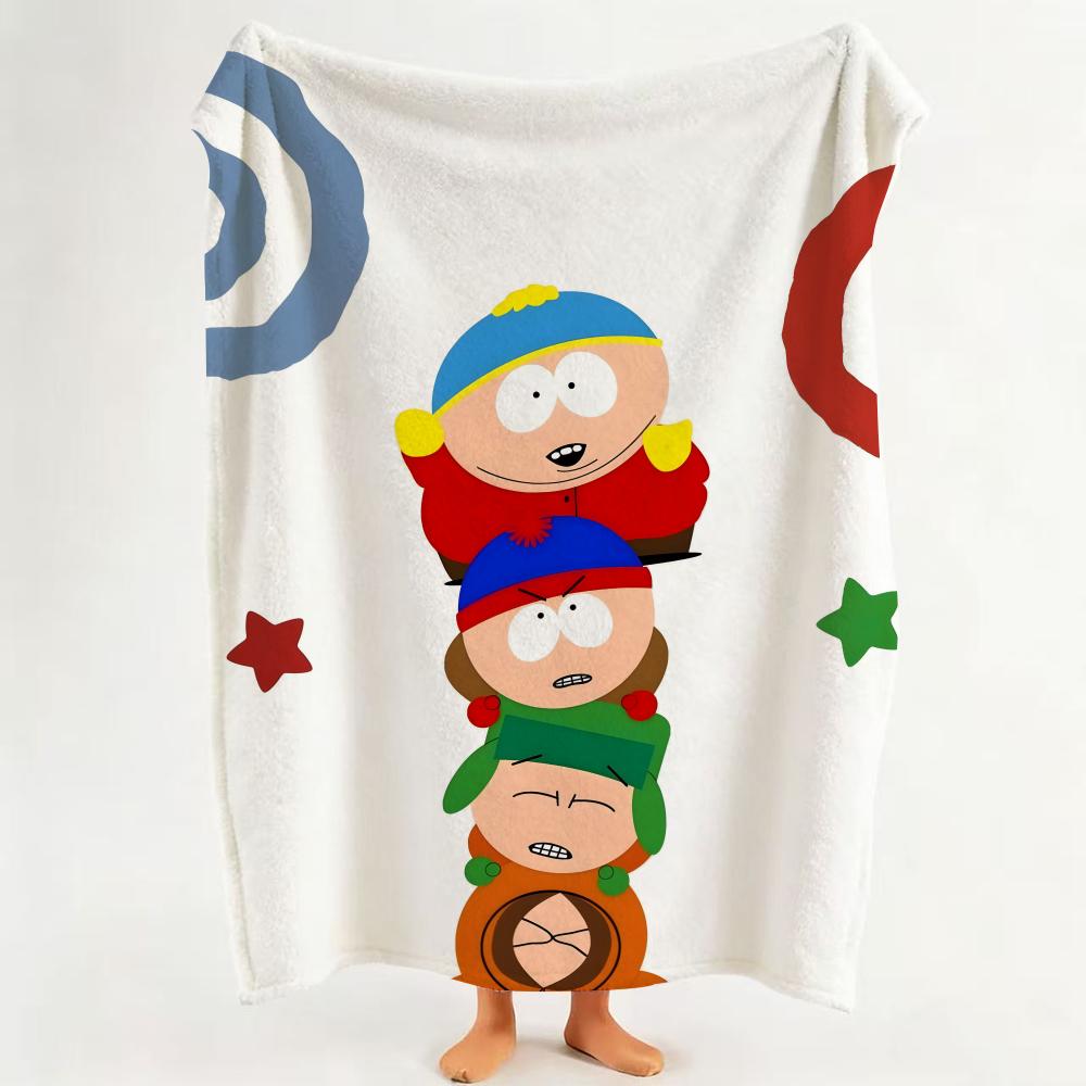 cartoon S South P Park Throw Flannel Throw Blanket Suitable for Sofa Living Room Bedroom