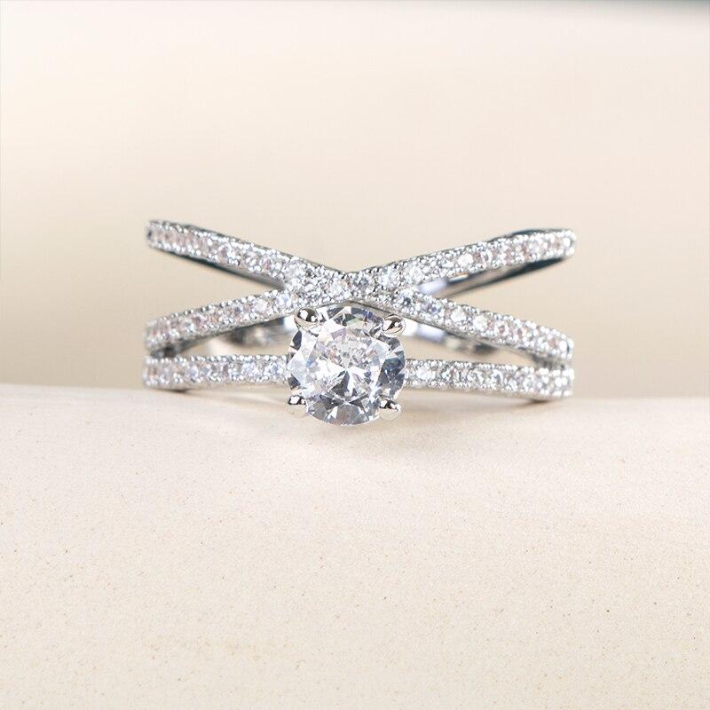 BELLA BOX Женское обручальное кольцо с красивым геометрическим узором и романтическим пасьянсом с микропрокладкой, женское кольцо